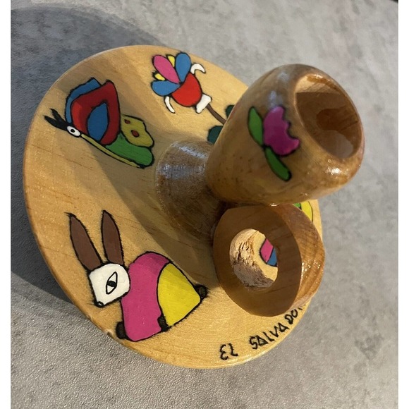 2 - Small Colorful Wooden Candle Stick Holders Made In EL Salvador - Picture 12 of 13